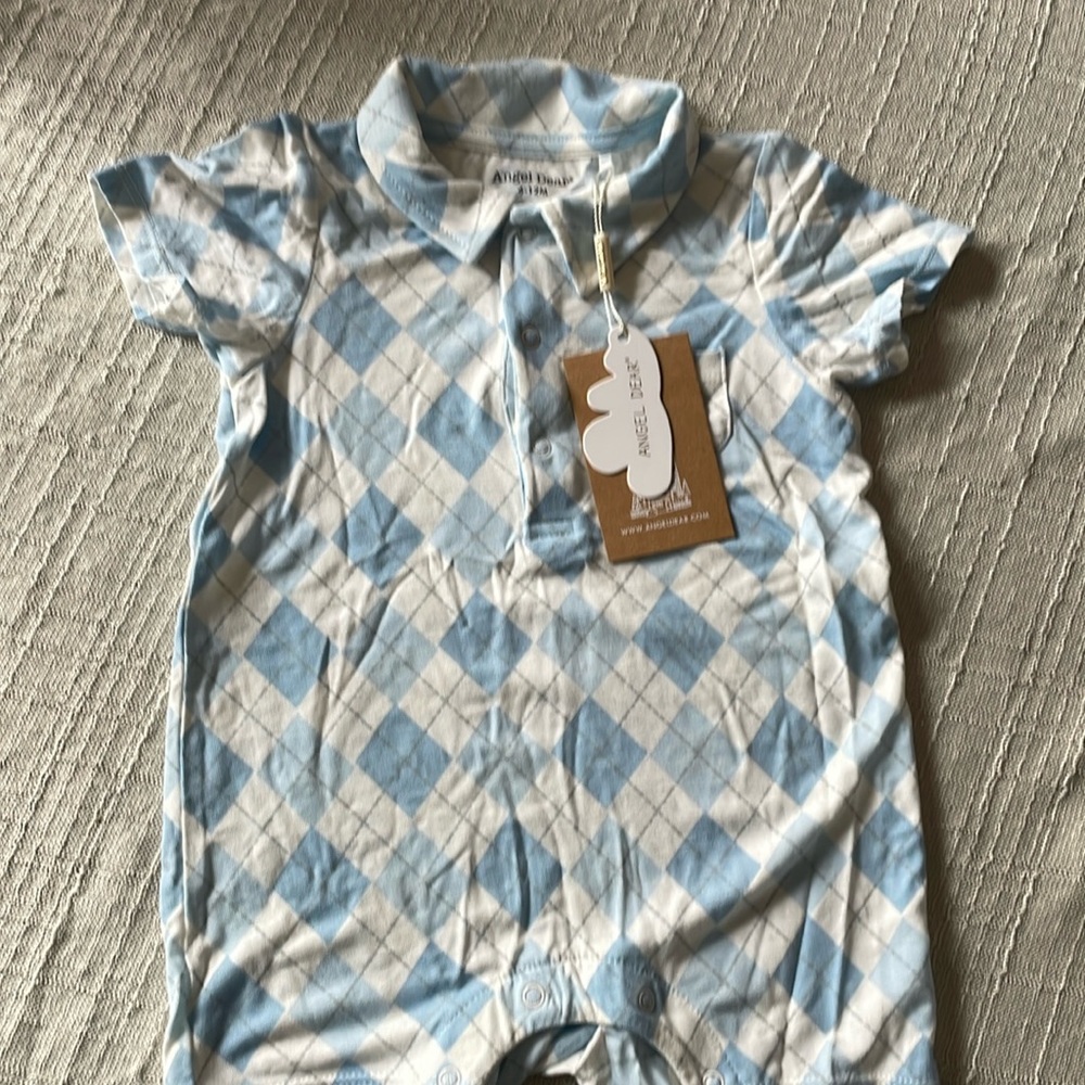Angel Dear polo argyle onesie